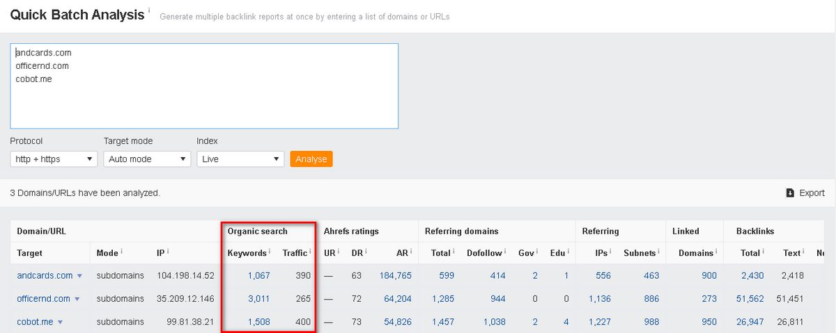 quick batch analysis 