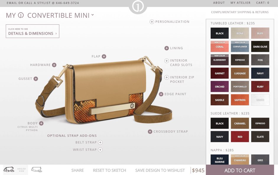 Atelier bag customisation tool