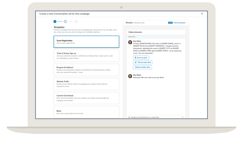 conversation ads in LinkedIn