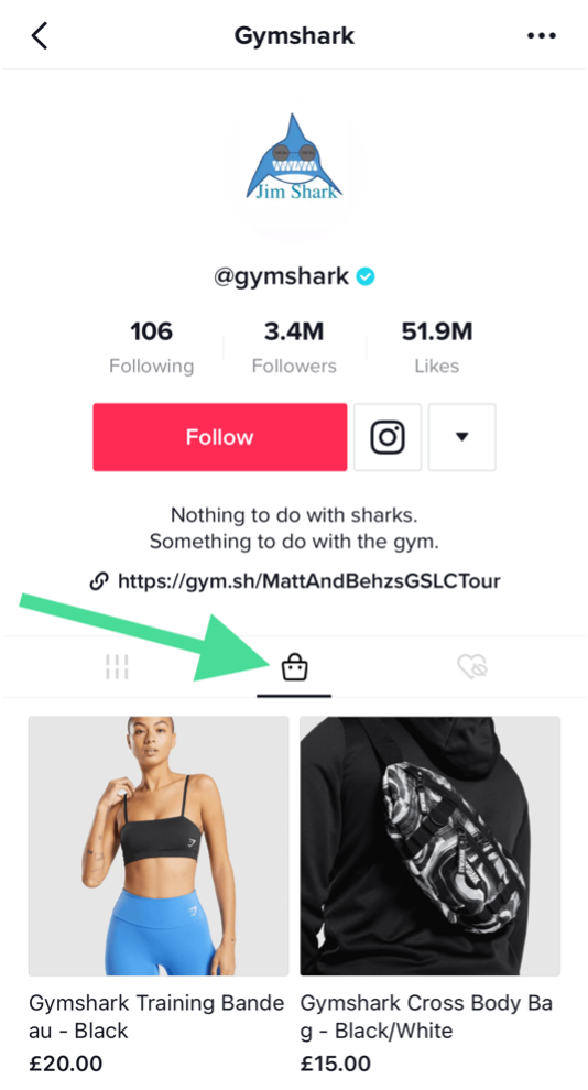 gymshark instagram shopping