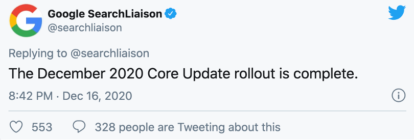 Google search liaison announces the December core updates