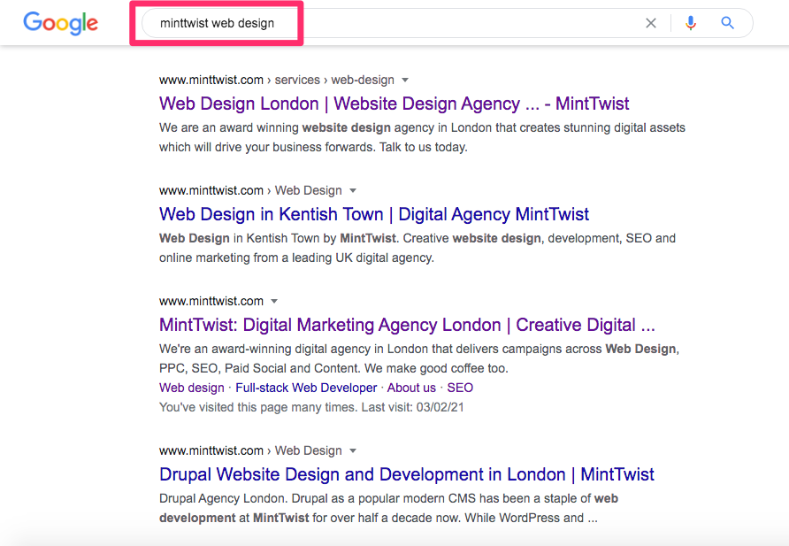 google search web design