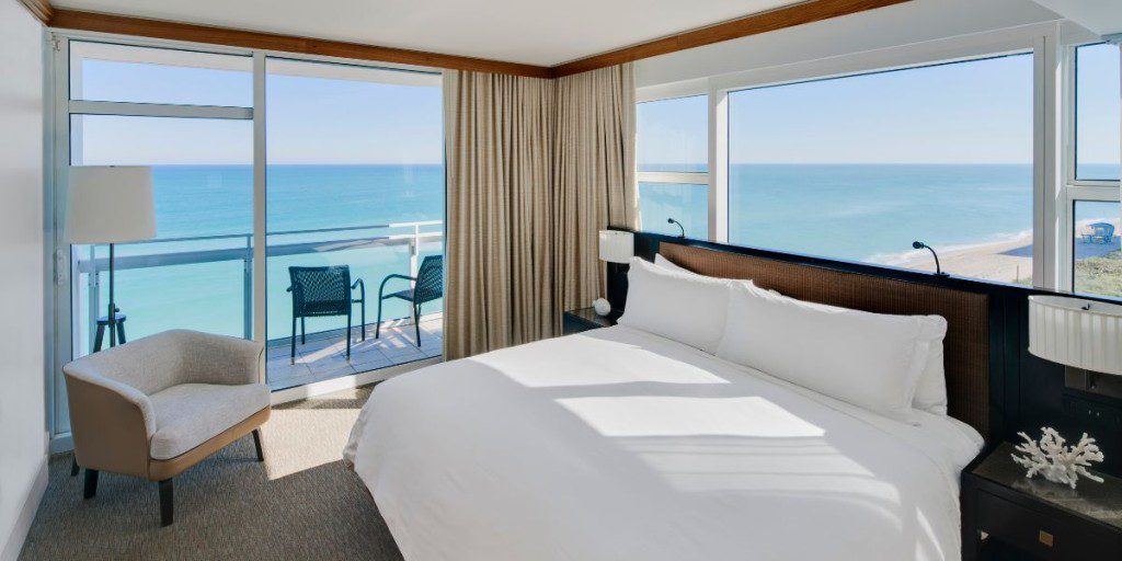 Hotel room with a seaside view